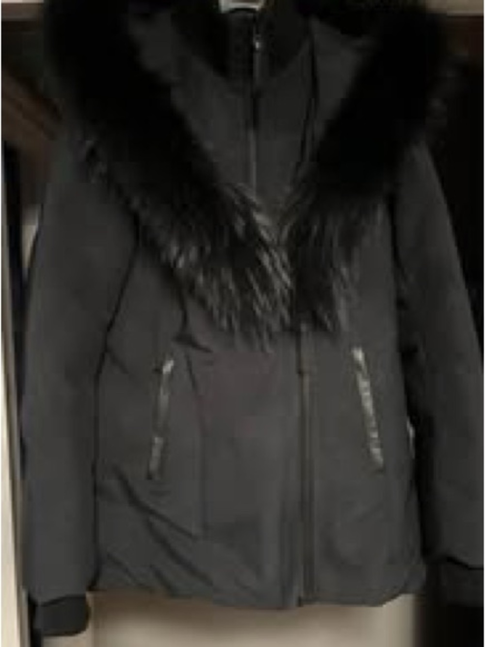 Mackage Black Fur-Trim Hooded Puffer Coat